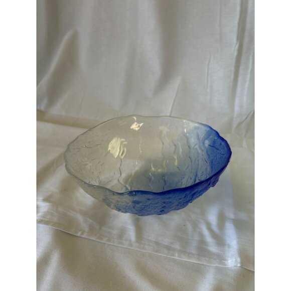 Handmade Textured Glass Bowl With Blue Gradient Design - Picture 1 of 2